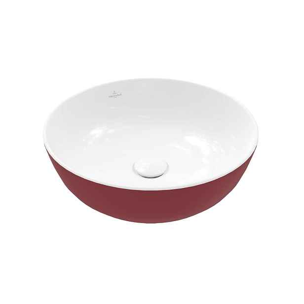 Villeroy & Boch Artis - Umyvadlo na desku, průměr 43 cm, bez přepadu, bez otvoru pro baterii, Bordeaux 417943BCS9
