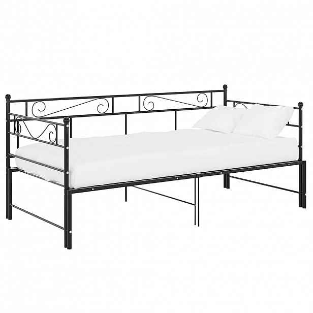 vidaXL Rám vysouvací postele/pohovky černý kovový 90 x 200 cm