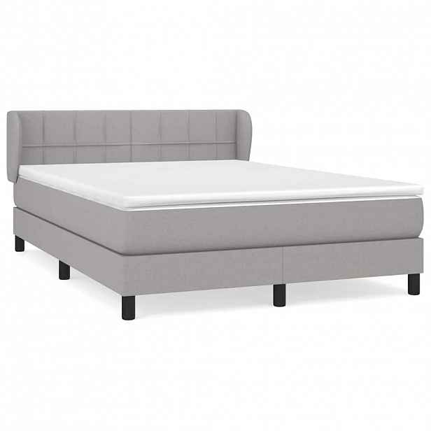 vidaXL Box spring postel s matrací světle šedá 140 x 200 cm textil