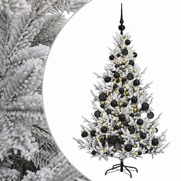 vidaXL Umělý vánoční stromek s vánočními koulemi 150 cm 150 LED