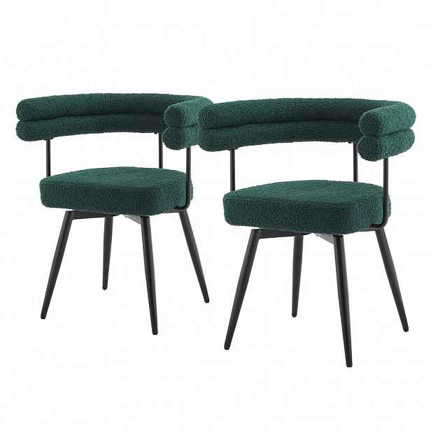 ML-DESIGN JÍDELNÍ ŽIDLE otočné, sada 2 ks, tmavě zelená látka Teddy