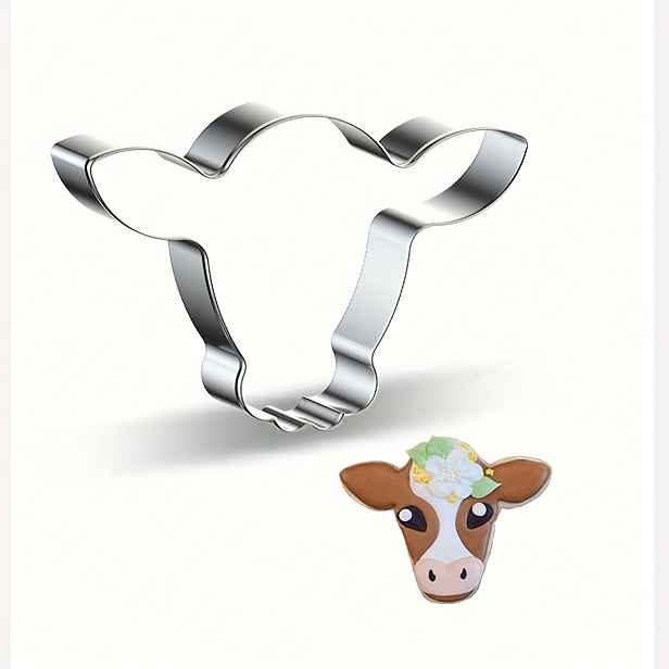 TEMU Nerezové formičky na sušenky ze série Farm Cow, zahradnické náčiní a formy na pečení, 1 ks.