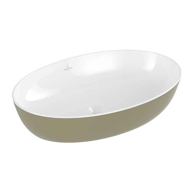 Villeroy & Boch Artis - Umyvadlo na desku, 61x41 cm, bez přepadu, bez otvoru pro baterii, Sage Green 419861BCS8