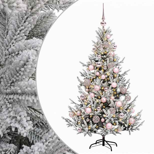 vidaXL Umělý vánoční stromek s vánočními koulemi 150 cm 150 LED