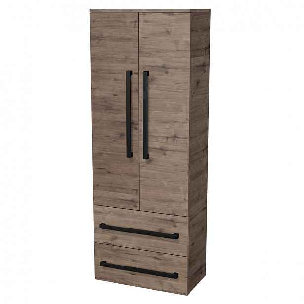 Koupelnová skříňka vysoká SAT Cube Way 60x163x33 cm dub Wellington mat CUBE3CV60DW