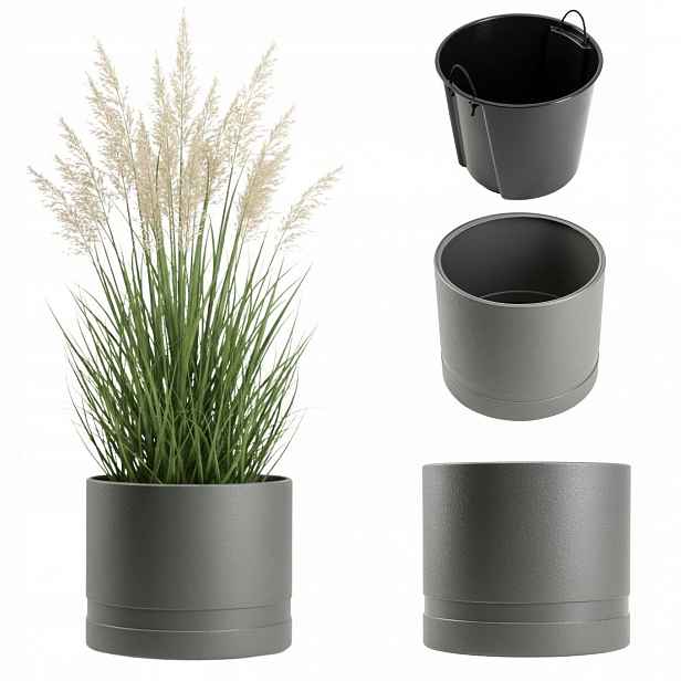 Květináč Velký Zahradní Květináč Mrazuvzdorný Proti Květinám Vložka Antracit 38 cm