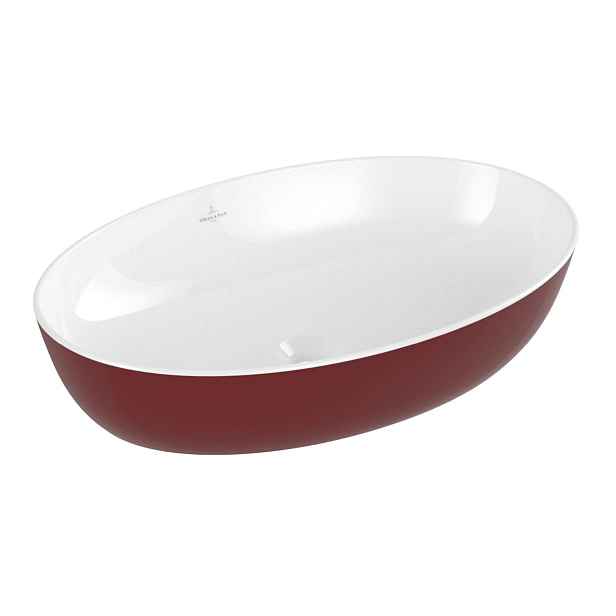 Villeroy & Boch Artis - Umyvadlo na desku, 61x41 cm, bez přepadu, bez otvoru pro baterii, Bordeaux 419861BCS9