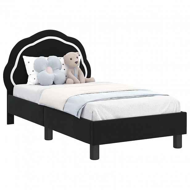 vidaXL Rám postele pro batole s čelem s čelo Černá 70 x 140 cm Samet