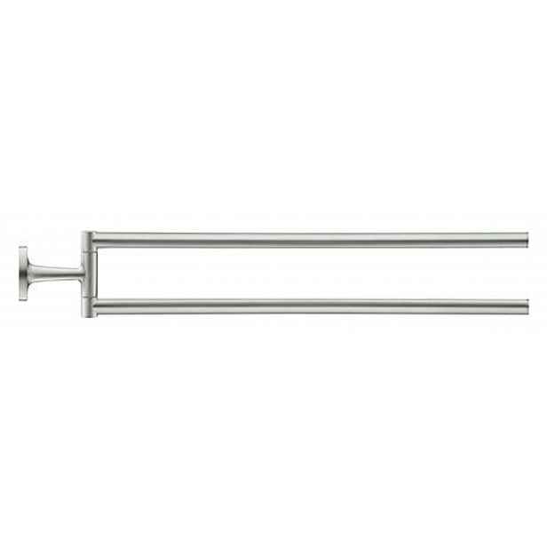 Duravit Starck T - Dvojitý držák ručníků, otočný, délka 47 cm, kartáčovaný nerez 0099417000