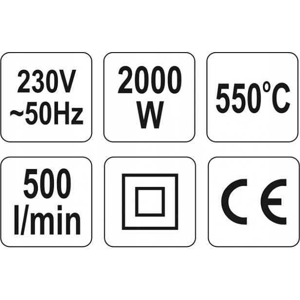 Horkovzdušná Pistole 2000 W (I)350 °C (II)550 °C