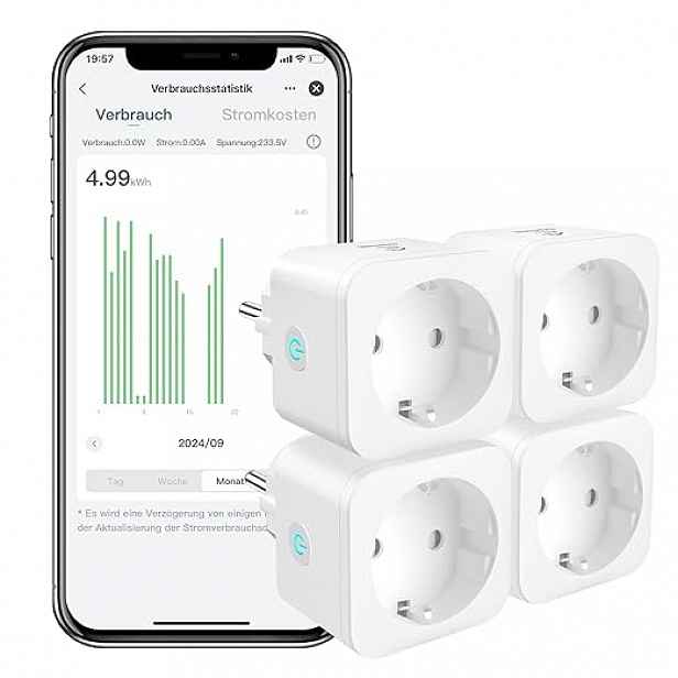 Inteligentní Wi-Fi zásuvka 16A 4 ks měření energie měří watty Smart Wifi