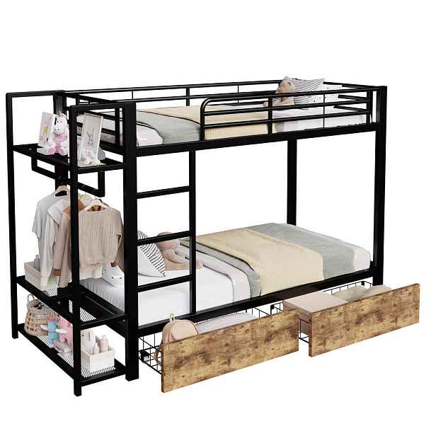 Modenvie PALANDA 90/200 cm z kovu a MDF v černé barvě s LED osvětlením a zásuvkami