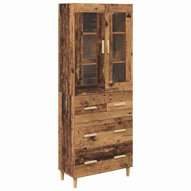 vidaXL Vysoký bufet se zásuvkou Staré dřevo 69,5 x 34 x 180 cm