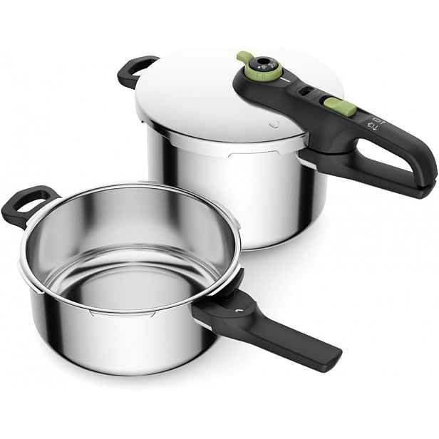 Tefal Tlakový Hrnec 6 l Nerezová Ocel Indukce 2 programy Zelená až pro 6 osob