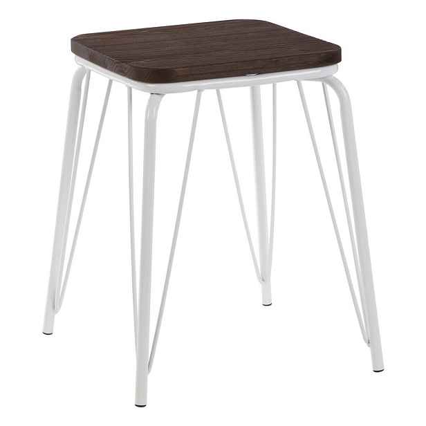 Bílá/v tmavě přírodní barvě stolička z jilmového dřeva District – Premier Housewares