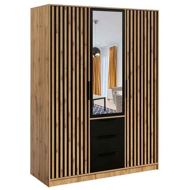 Casarredo Šatní skříň BASILIO LUX 147 - dub wotan/černá