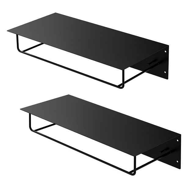 ML-DESIGN NÁSTĚNNÝ VĚŠÁK, sada 2 ks, 60 x 30 x 15 cm, černý, kovový