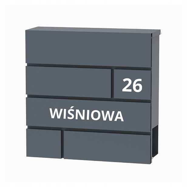 Poštovní Schránka Poštovní Vzory Velká Antracit Nápis Adresa Číslo Domu Ulice