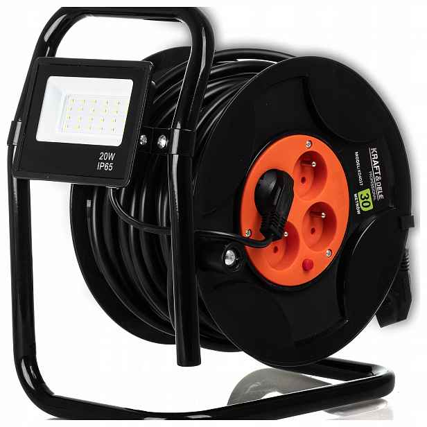 Prodlužovací Kabel 30 m 4 Zásuvky Bubnový Na Bubnu Elektrický Led Lampa