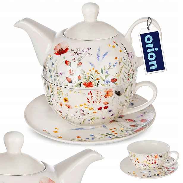 Porcelánový džbán Maki s šálkem pro přípravu čaje a bylinkové kávy