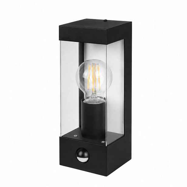 Led Nástěnné Svítidlo IP44 Černý Pir Senzor Nerezová Ocel