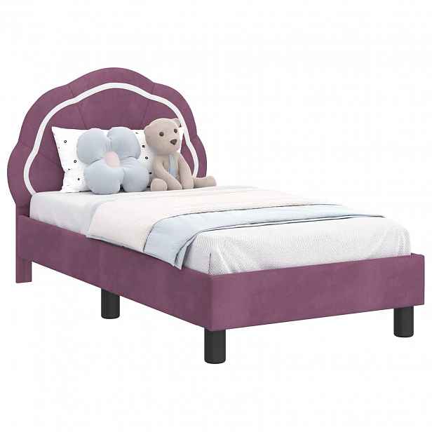 vidaXL Rám postele pro batole s čelem s čelo Fialová 70 x 140 cm Samet