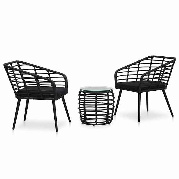 vidaXL 3dílný bistro set polyratan černý