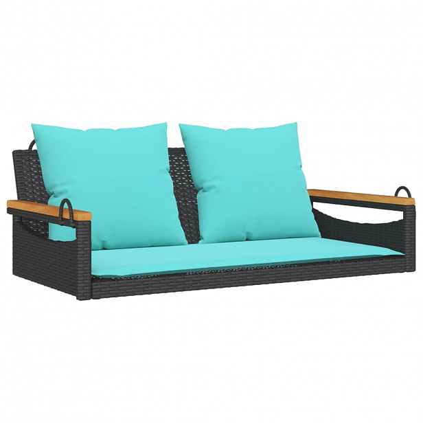 vidaXL Houpací lavice s poduškami černá 109 x 62 x 40 cm polyratan