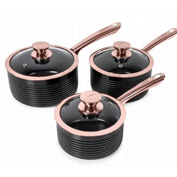 Hrnce Sada Hrnců Rendlík černý Růžový nepřilnavý Rose Gold zlato