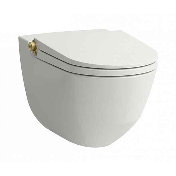 Laufen Cleanet Riva - Elektronický bidet s keramikou, závěsný, Rimless, SoftClose, matná bílá/matné zlato H8206917630001