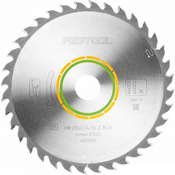 Pilový kotouč 210 Mm 36 zubů Otvor 30 Mm Festool Wood Universal 493198