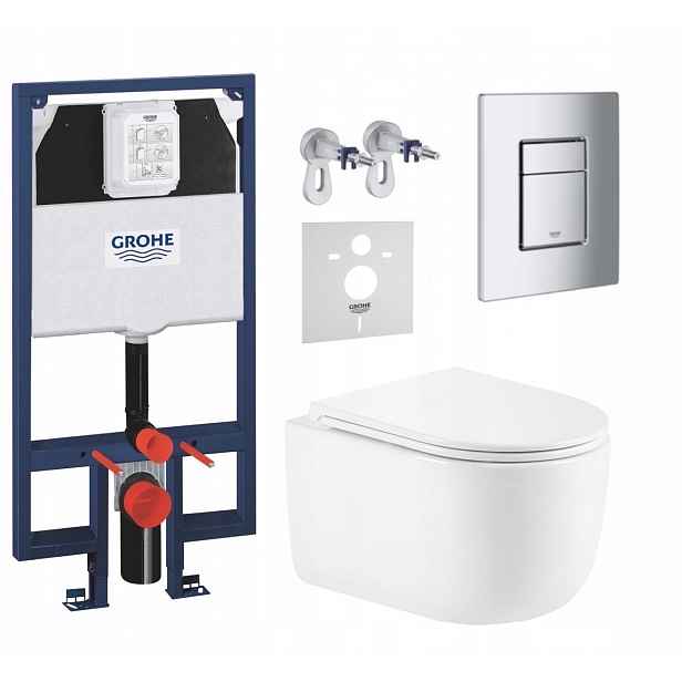 Sada Wc Rám Grohe 80 mm s mísou Wc Imprese a tlačítkem chrom
