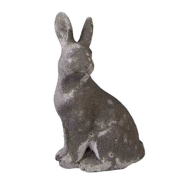 Šedá antik cementová dekorace králík - 15*10*23 cm Clayre & Eef