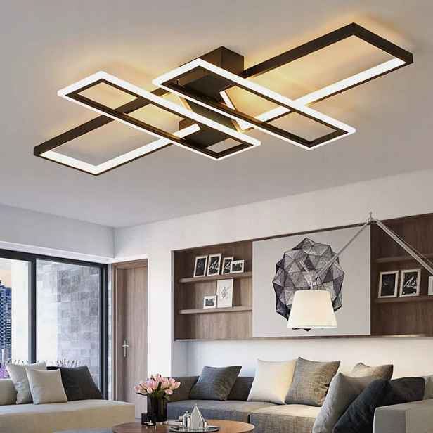 Stropní svítidlo s dálkovým ovládáním, Led, černé, moderní, 45W, 120cm