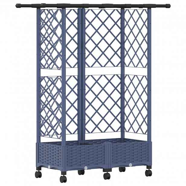 vidaXL Vyvýšený záhon s treláží a střechou Šedá 124 x 40 x 127 cm PP