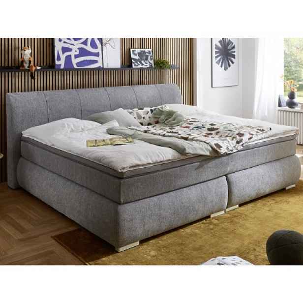 Velká rodinná postel boxspring Cody 240x200 cm, holubí šedá látka