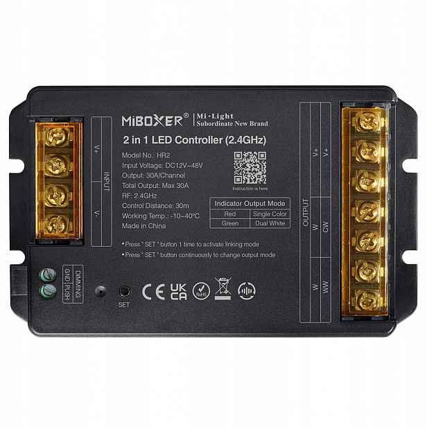 Kontroler pro Led pásky 2v1 Bílý 12-24V MiLight HR2 Miboxer