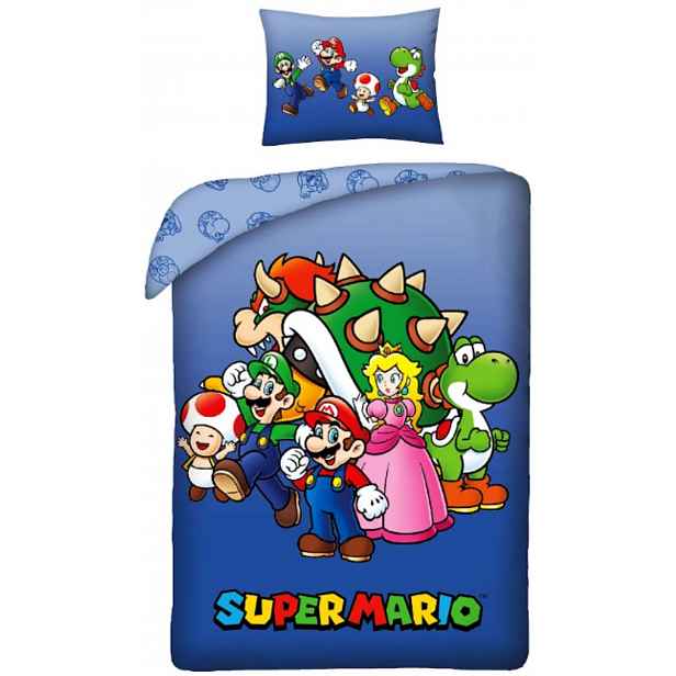 Povlečení Mario Team Luigi Bowser Yoshi Toad Peach Povlečení Supermario 140x200