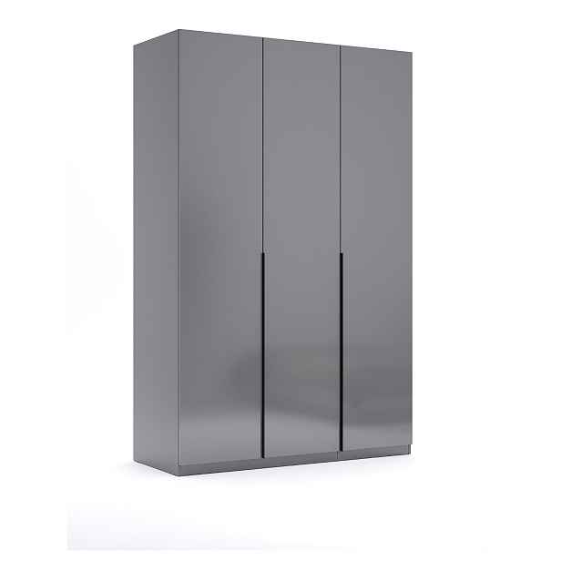 Šatní skříň 3dveřová šedá 134 cm Teo