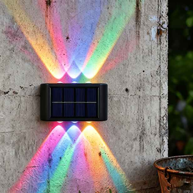 TEMU Barevné solární venkovní světlo [Chytrý senzor] Dobíjecí nástěnné světlo, automatická změna , se světelným senzorem, automatické zapnutí v noci,