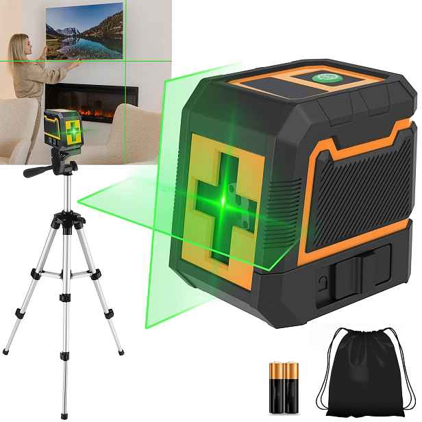 Křížový Laser 360 Zelený, 4D Vodováha Se Stativem Pro Pokládku Dlaždic