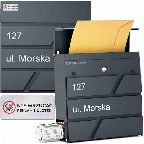 Poštovní schránka s adresou Antracit Formát C4 Velké vzory Antracit RAL7016