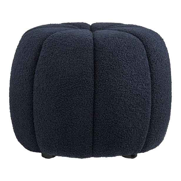 Tmavě modrý taburet z textilie bouclé Paisley – House Nordic