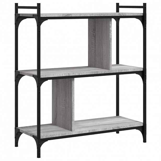 vidaXL Knihovna se 3 policemi šedá sonoma 76x32x88 cm kompozitní dřevo