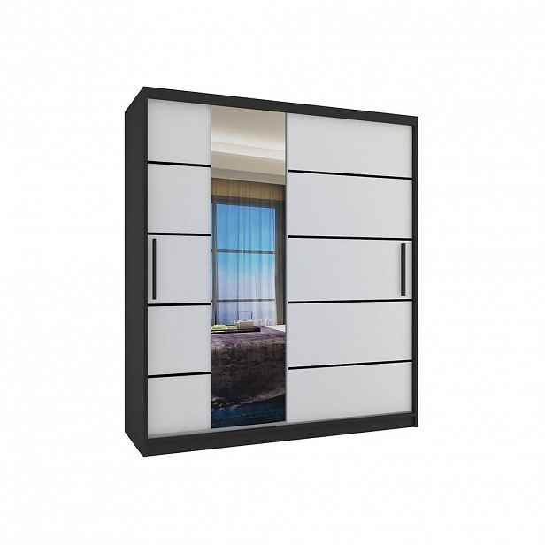B BELINI GROUP POSUVNÁ SKŘÍŇ Verona MBP, Černá/Bílá Mat, 133 cm, se zrcadlem