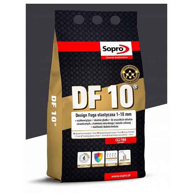 Elastická spárovací hmota 1-10 mm – Sopro Df 10 – 4 kg – Černá 90 – cementová malta