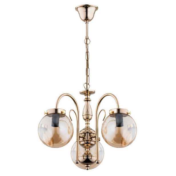 Klasický lustr Art Deco zlaté skleněné koule 3 body do obývacího pokoje Alfa