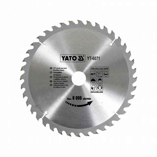 Kotouč Widia 250 MM 40T Pro Dřevo A Plasty 30 MM Upevnění YT-82165 Yato