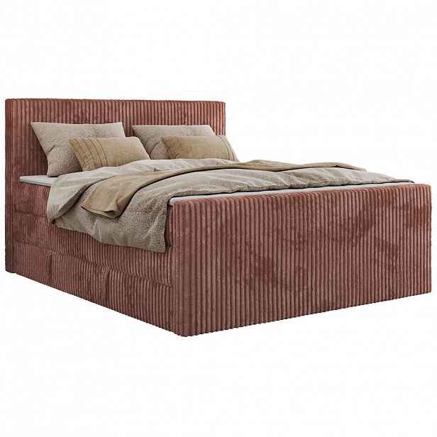 MKS POSTEL BOXSPRING TILIANO KING DUO 160/200 - Světle růžová manšestr - H3