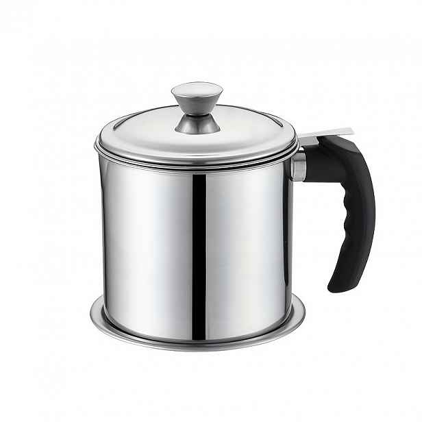 TEMU Nerezový zásobník na olej s cedníkem, 1,4 l (47,34Oz) hrnec na olej s víkem, bezpečná rukojeť pro nalévání, kuchyňský doplněk pro filtraci a